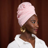 Currant Light Pink & White Stripe Woven Cotton Headwrap