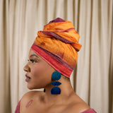 Sunset Orange & Yellow Tie Dye Print Cotton Headwrap