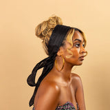 Black Silk WrapTie Pleaded Headband