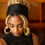 Black Silk WrapTie Pleaded Headband