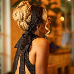 Black Silk WrapTie Pleaded Headband