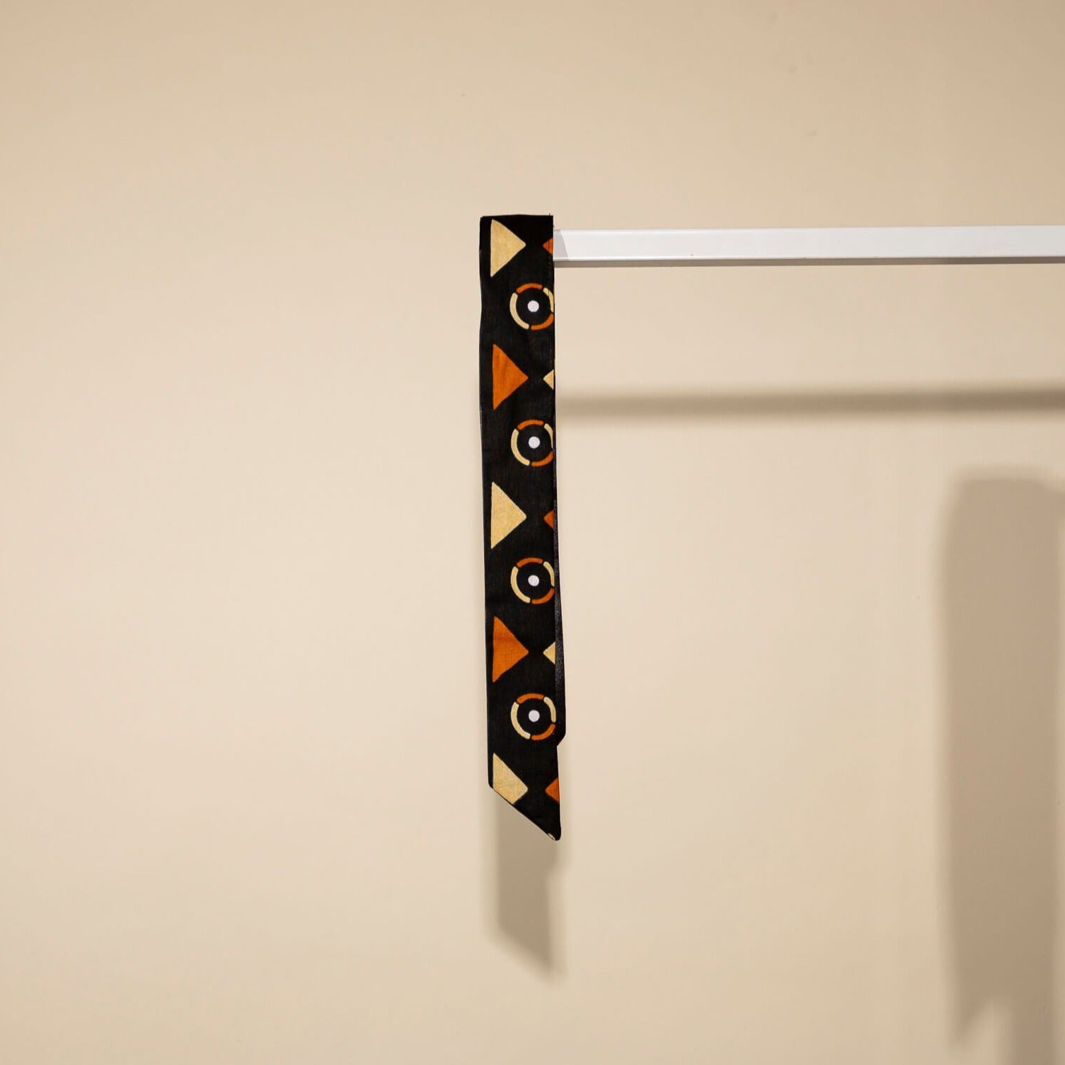 Baobab Black, Orange & Beige African Print Satin Tie Headband