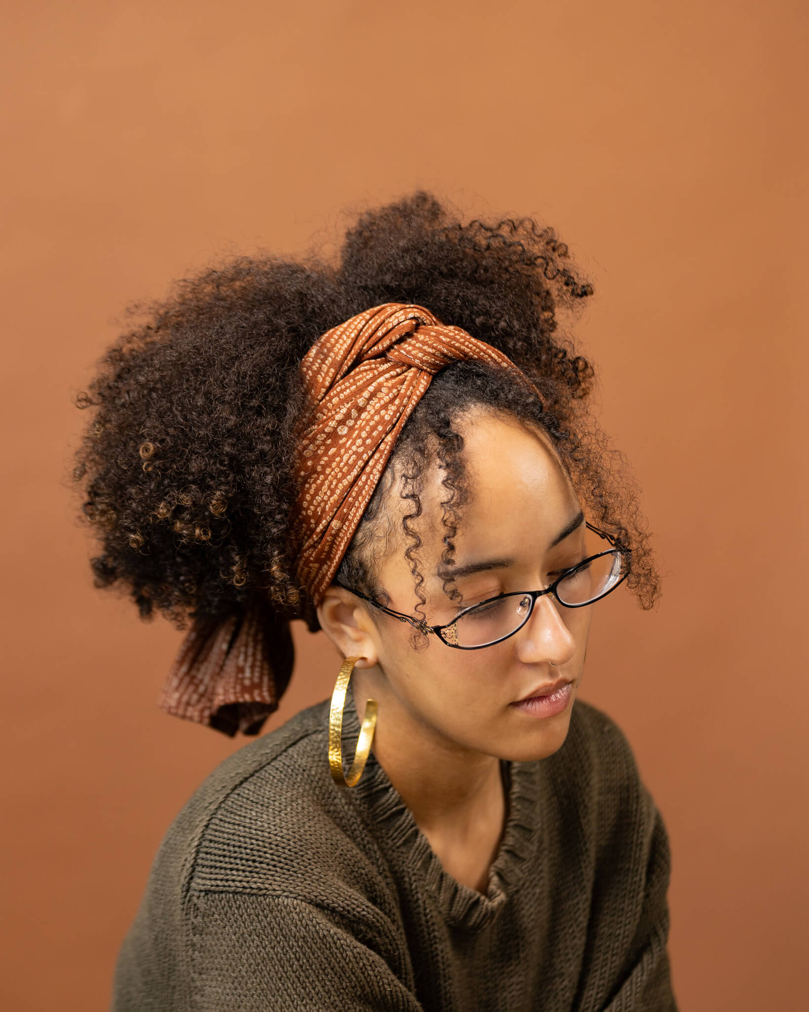 Golden Caramel Rooibos Stripe Rayon Headwrap