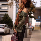 Golden Caramel Rooibos Stripe Rayon Headwrap