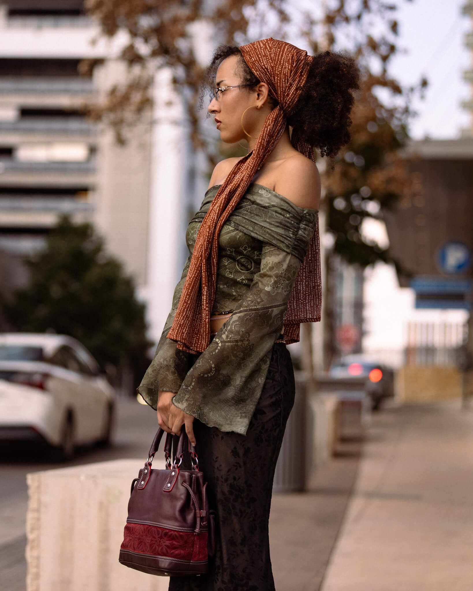 Golden Caramel Rooibos Stripe Rayon Headwrap