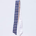Durban Peach & Navy Blue Plaid Satin Lined Tie Headband