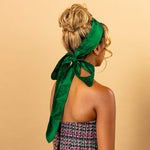 Eden Forest Green Silk WrapTie Pleaded Headband