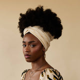 Ethiopia White & Gold Stripe Pattern Woven Cotton Headwrap