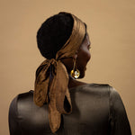 Ganache Chocolate Brown Silk WrapTie Pleaded Headband