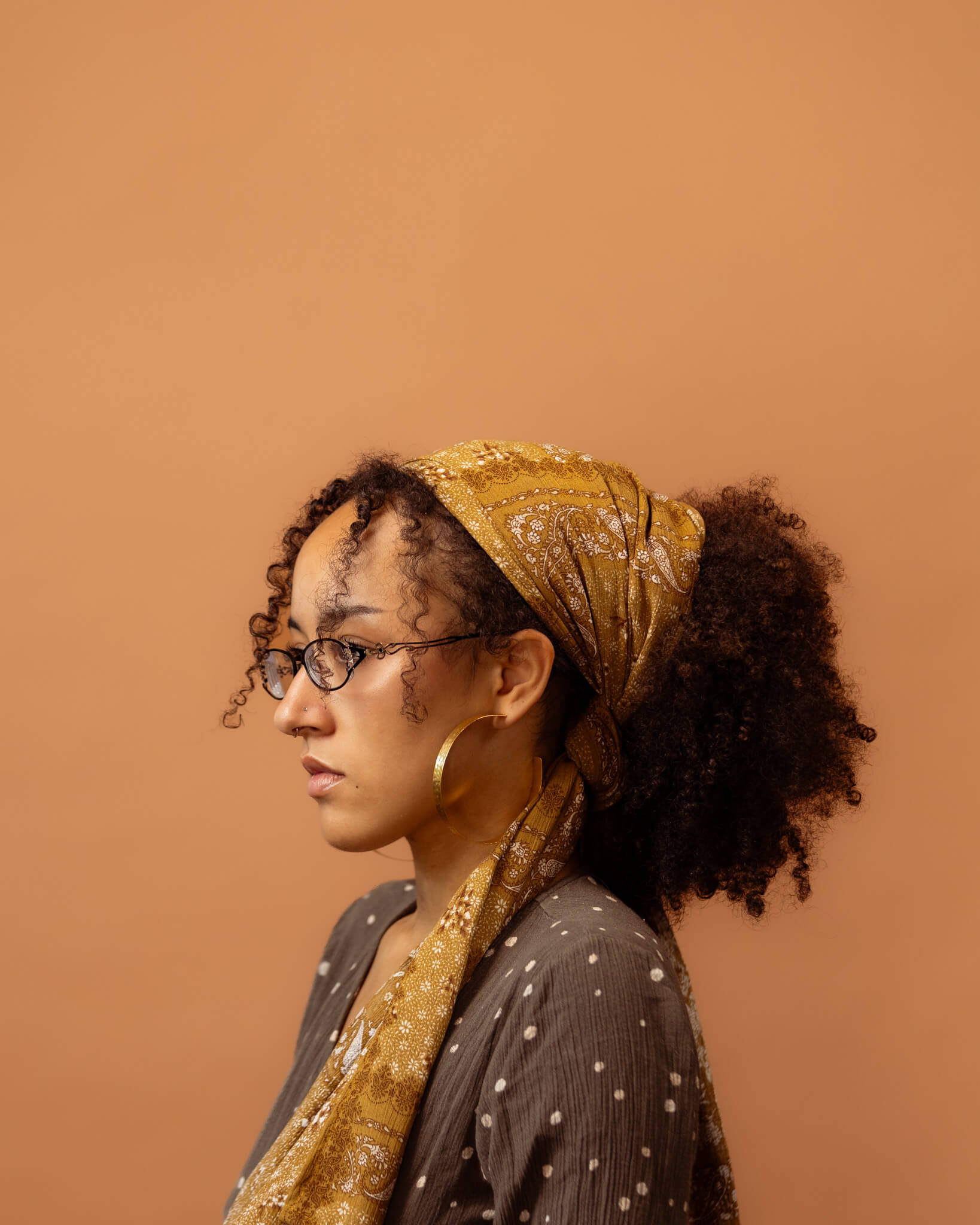 Ginger Oolong Mustard Yellow Paisley Print Rayon Headwrap