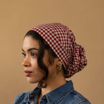Kokoriko Wine Red Gingham Cotton Headwrap