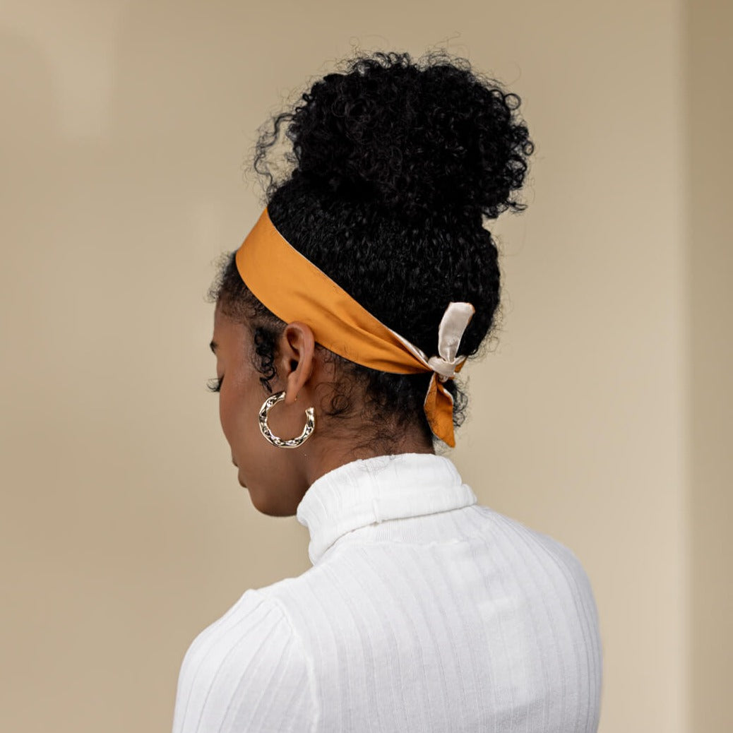 Kara Deep Yellow Satin Lined Tie Headband