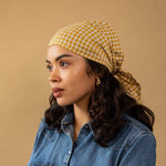 Mayi Moulen Butter Yellow Gingham Cotton Triangle Bandana