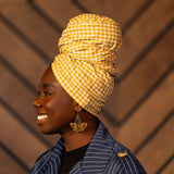 Mayi Moulen Butter Yellow Gingham Cotton Headwrap