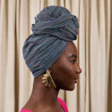 Malbaie Blue Woven Cotton Headwrap