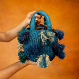 AAKS Nowa Bowl Blue Raffia Bag