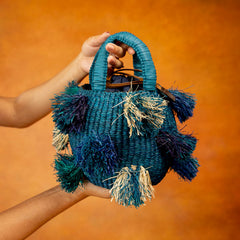 AAKS Nowa Bowl Blue Raffia Bag
