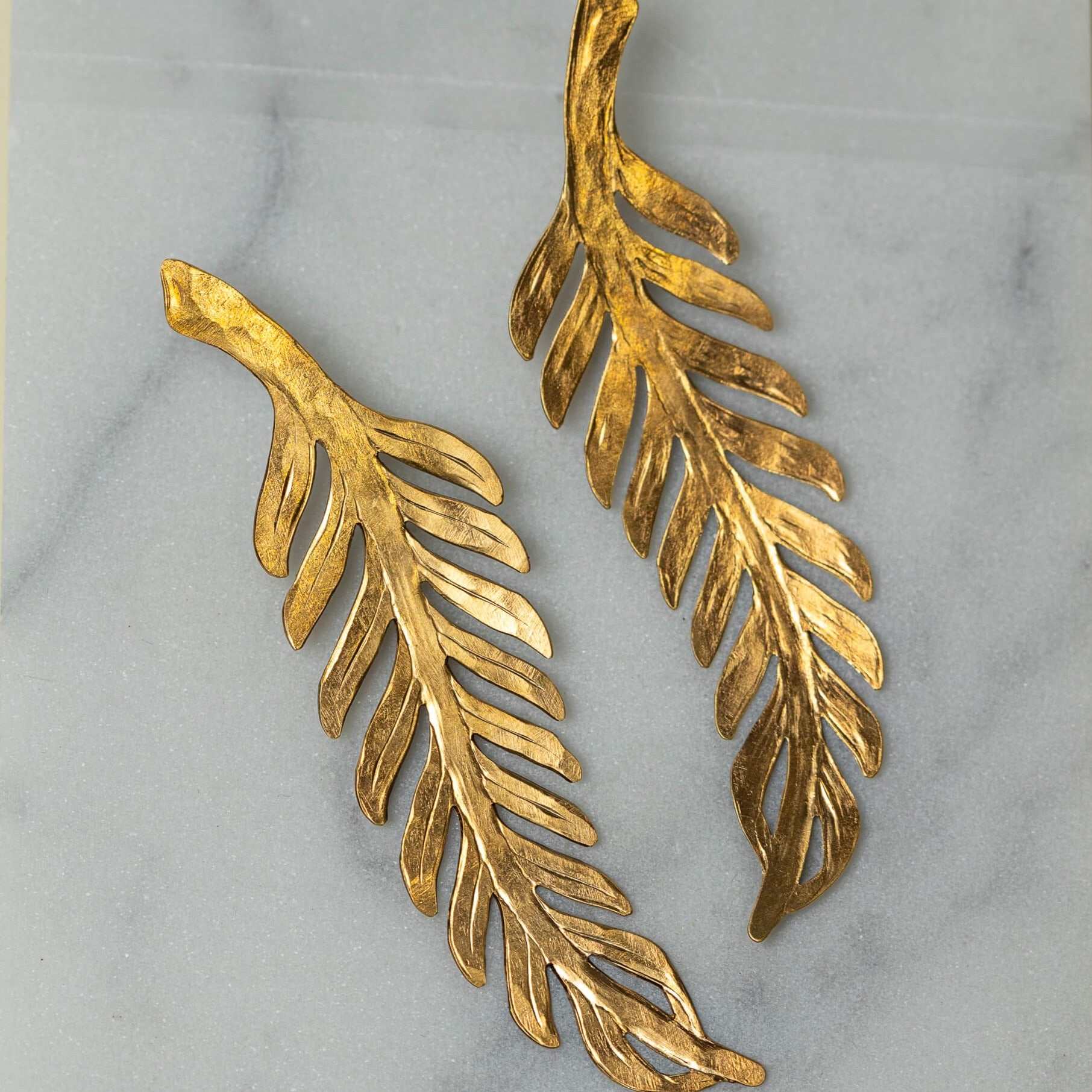 We Dream In Colour Brass Quill Feather Earrings