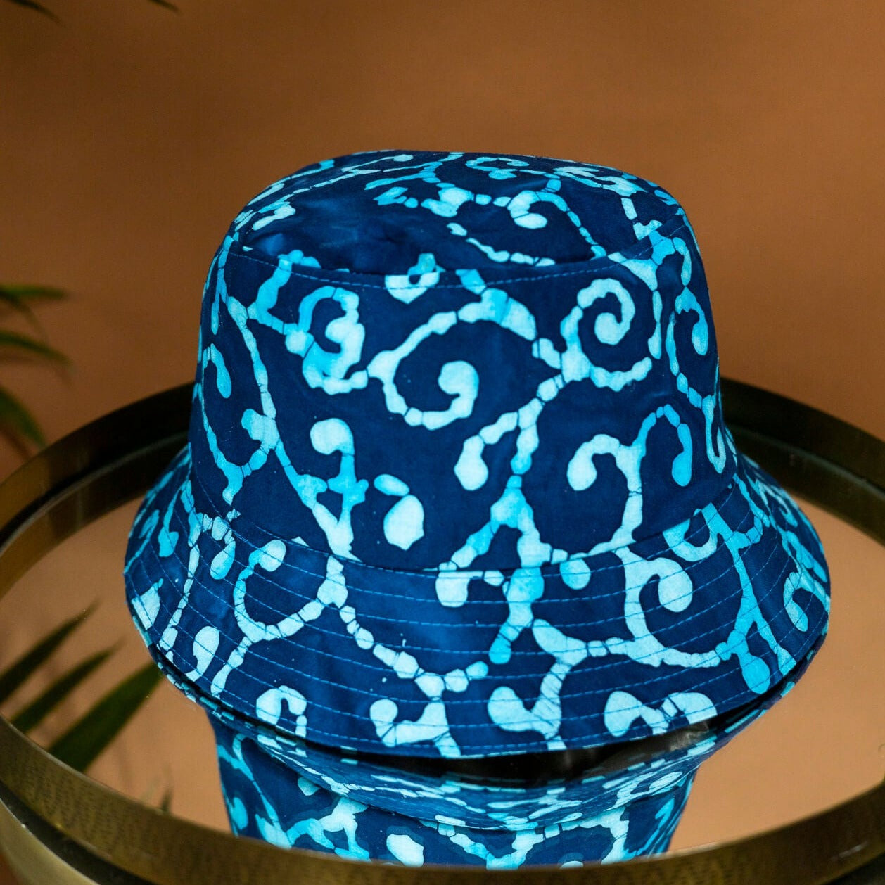 Reef Satin-Lined Blue & Turquoise Swirl Print Bucket Hat
