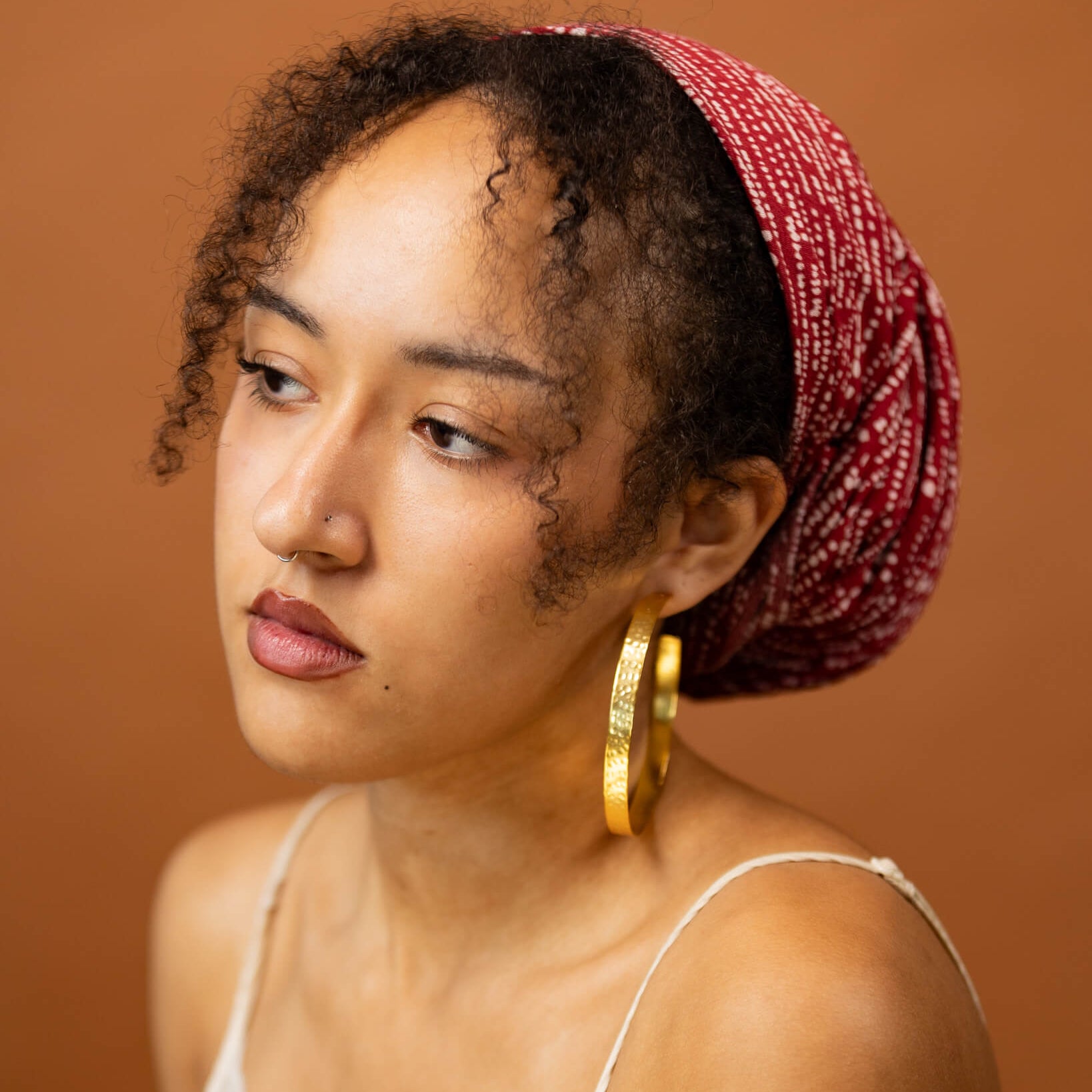 Red Rooibos Spotted Stripe Rayon Headwrap