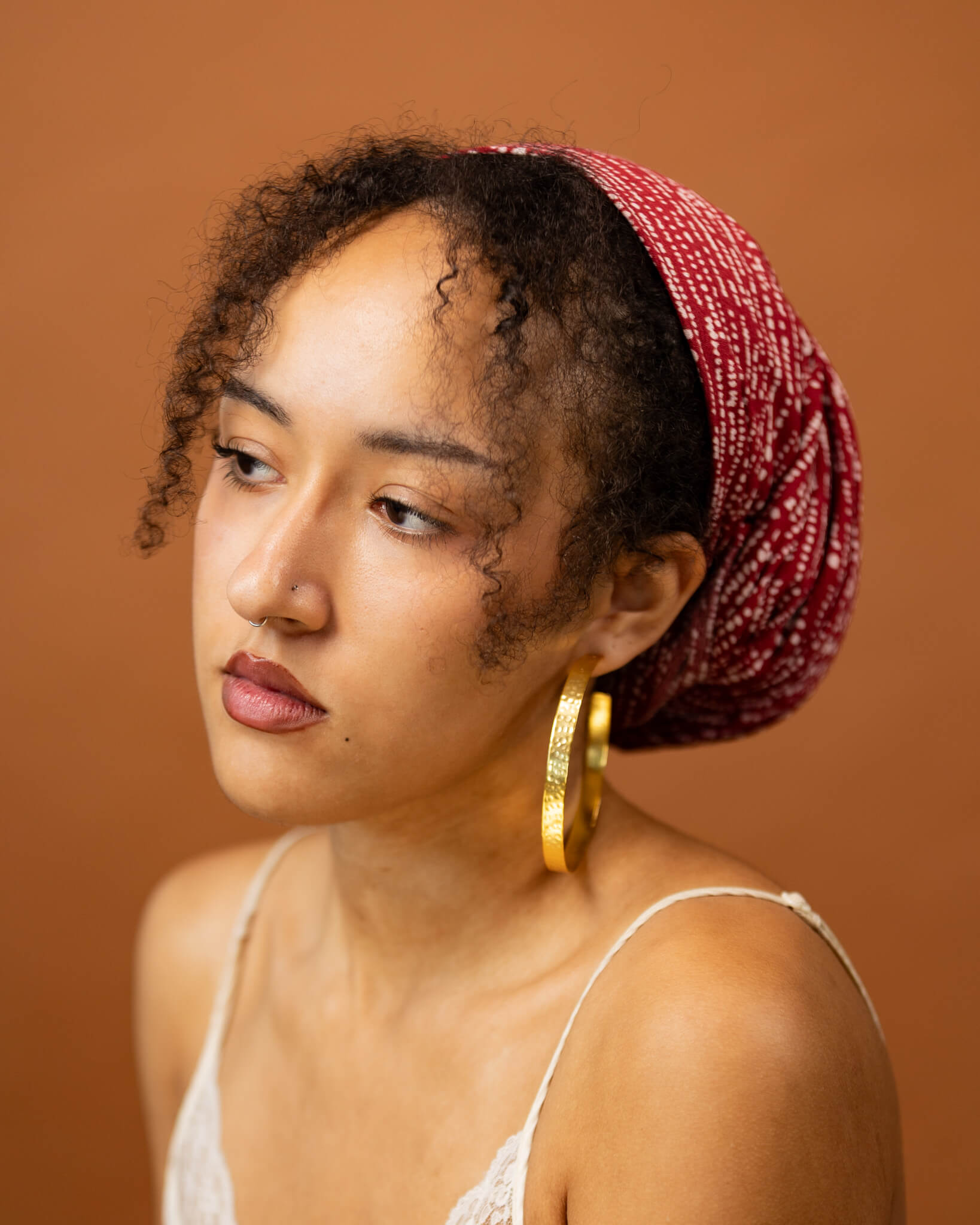 Red Rooibos Spotted Stripe Rayon Headwrap