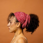 Red Rooibos Spotted Stripe Rayon Headwrap