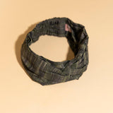 Jago Dark Green Stripe Pattern Woven Cotton Twisted Headband