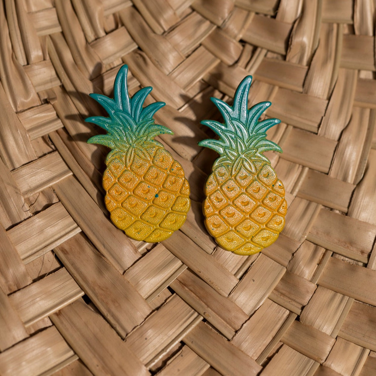 We Dream In Colour Yellow & Green Pineapple Stud Earrings