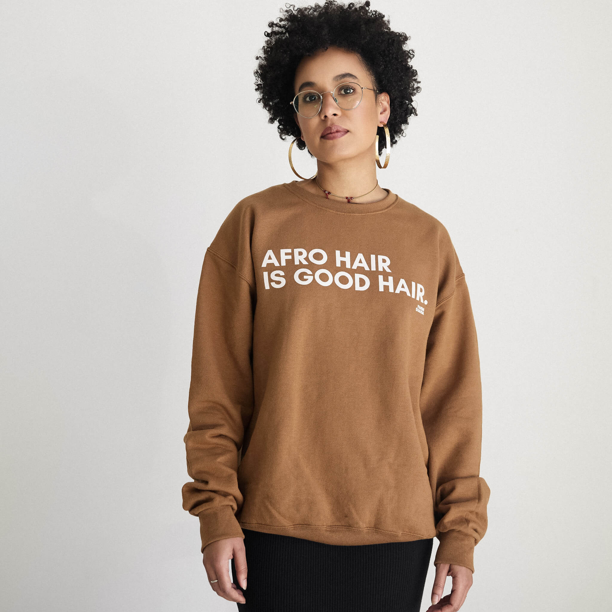 BOLD Afro Hair Is Good Hair Crewneck Sweatshirt - Light Brown