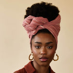 Aruba Light Pink Stripe Pattern Woven Cotton Headwrap