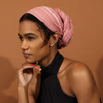 Aruba Light Pink Stripe Pattern Woven Cotton Headwrap