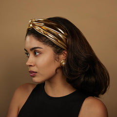 AU Gold Metallic Faux Leather Twisted Headband | Fanm Djanm 