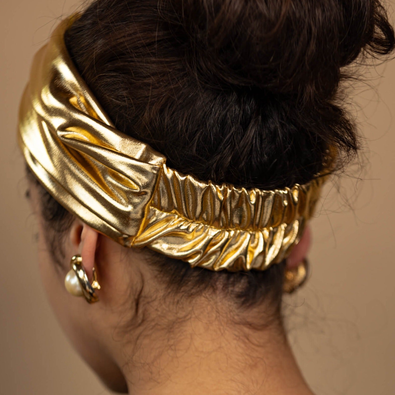 AU Gold Metallic Faux Leather Twisted Headband | Fanm Djanm 