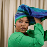 Aurora Blue & Green Tie Dye Print Cotton Headwrap