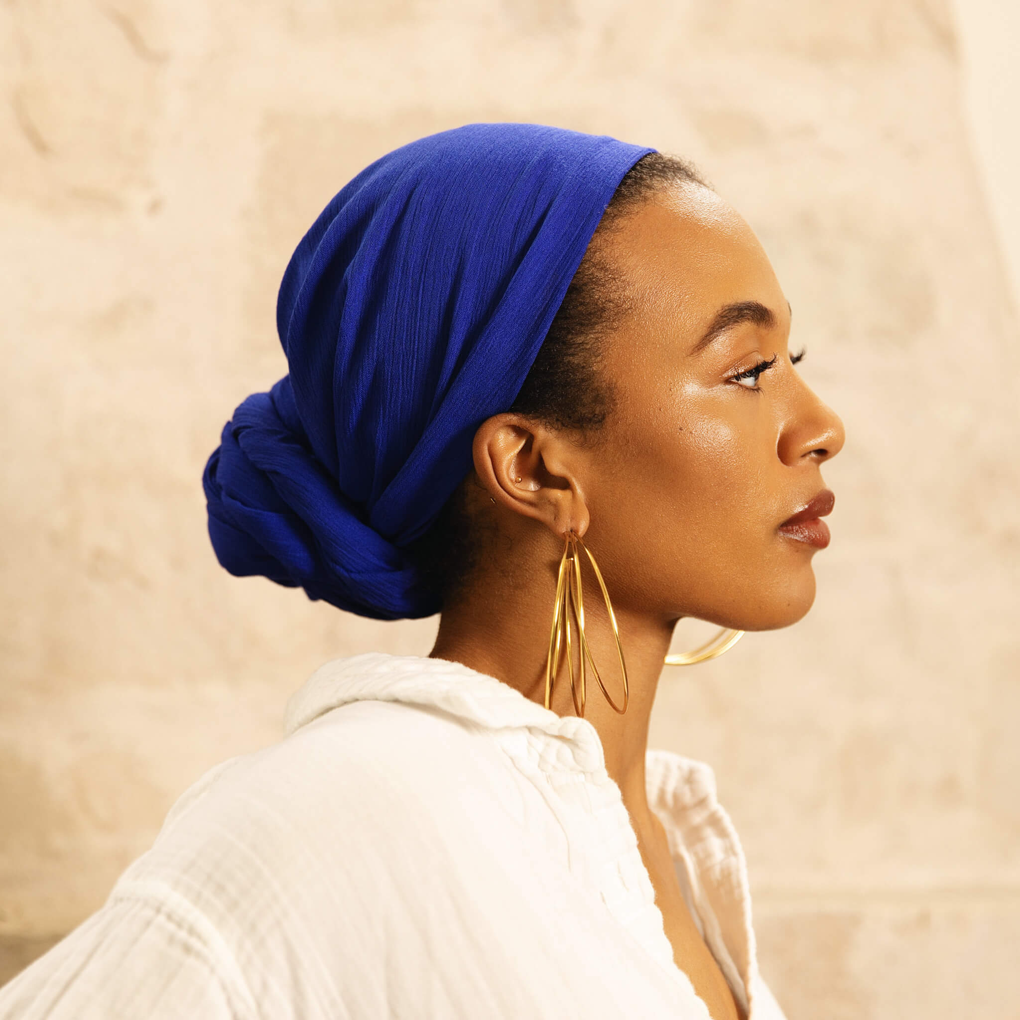 Azure Crinkle Flow Headwrap