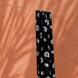 Black Poppy Crinkle Flow Headwrap