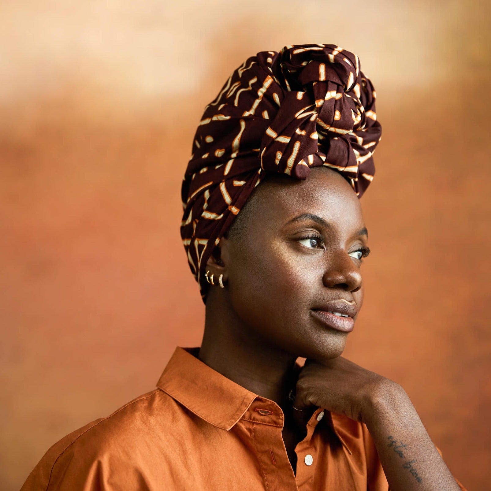 Brown Sugah African Print Cotton Headwrap
