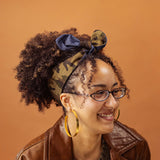 Camo Meil Camouflage & Dark Blue Denim Double-Sided Tie Headband
