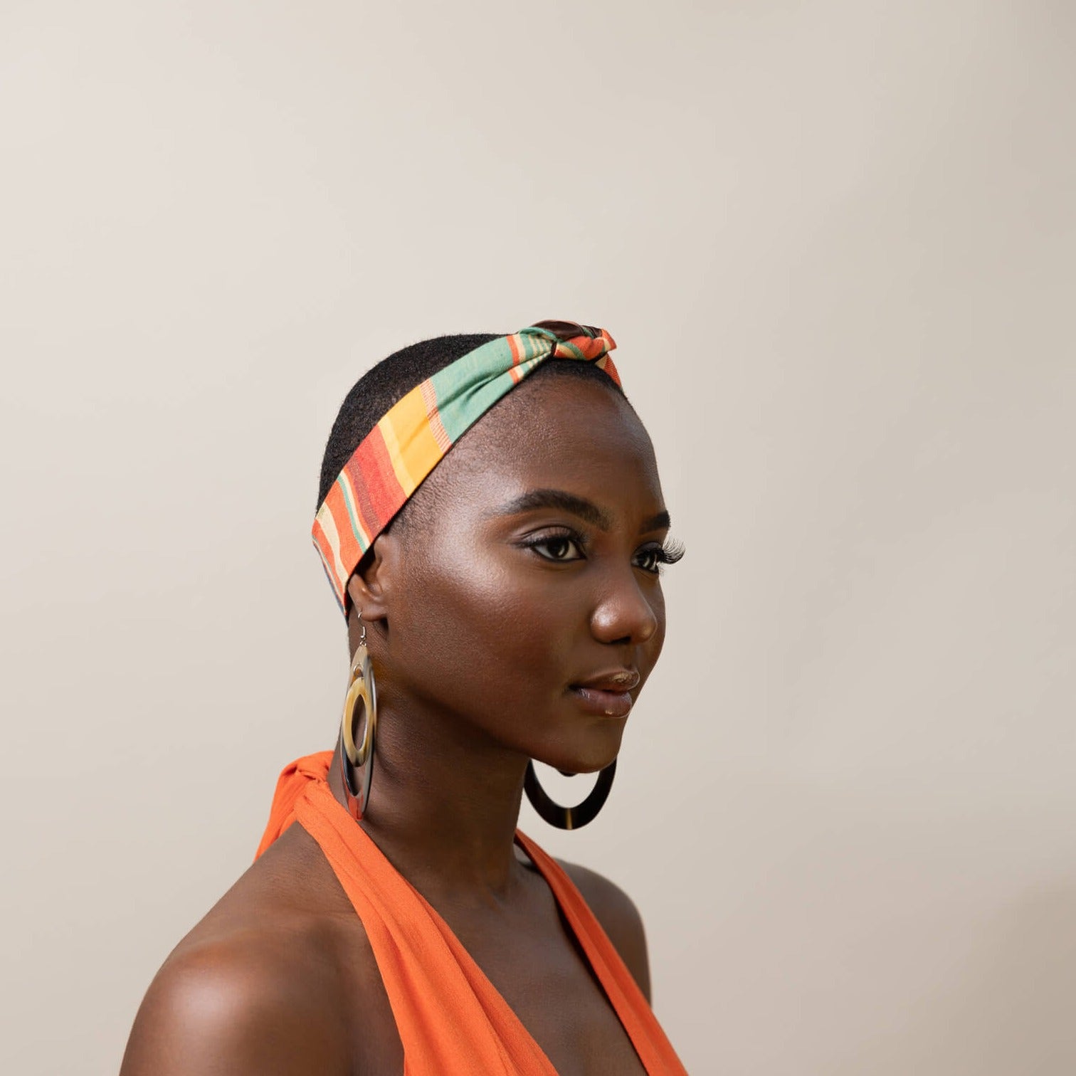 Can't Elope Teal & Orange Satin Lined Tie Headband