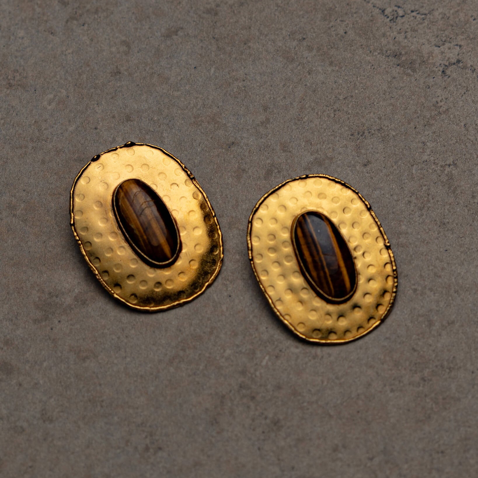 Chaka Medium Oval Stone Earrings