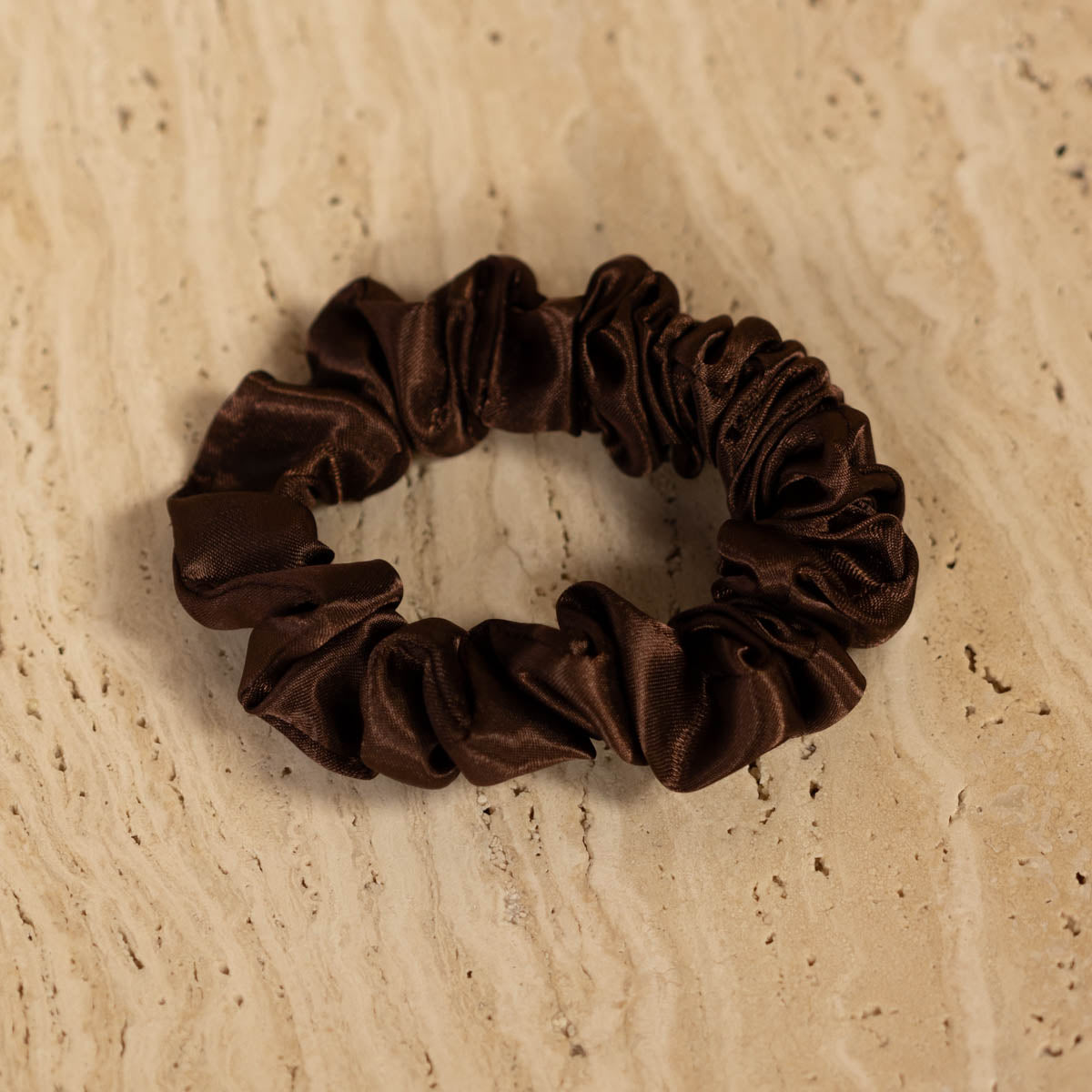 Espresso Brown Satin Skinny Scrunchie