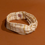 Ethiopia White & Gold Stripe Woven Cotton Twisted Headband