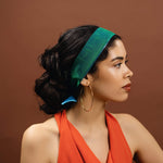 Faerie Turquoise-Green Silk Satin-lined Tie Headband