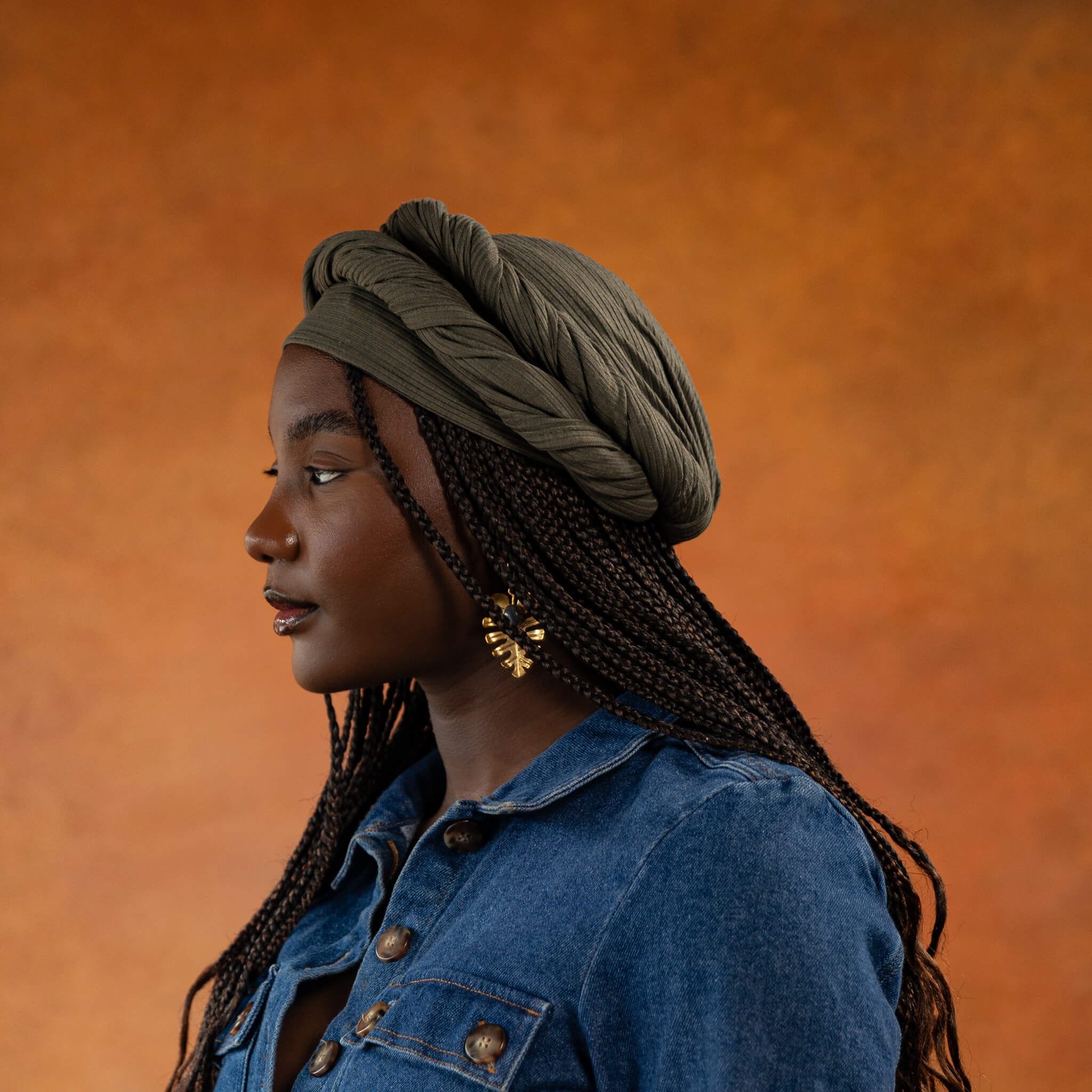 Fog Smokey Green Stretch Rib Knit Headwrap