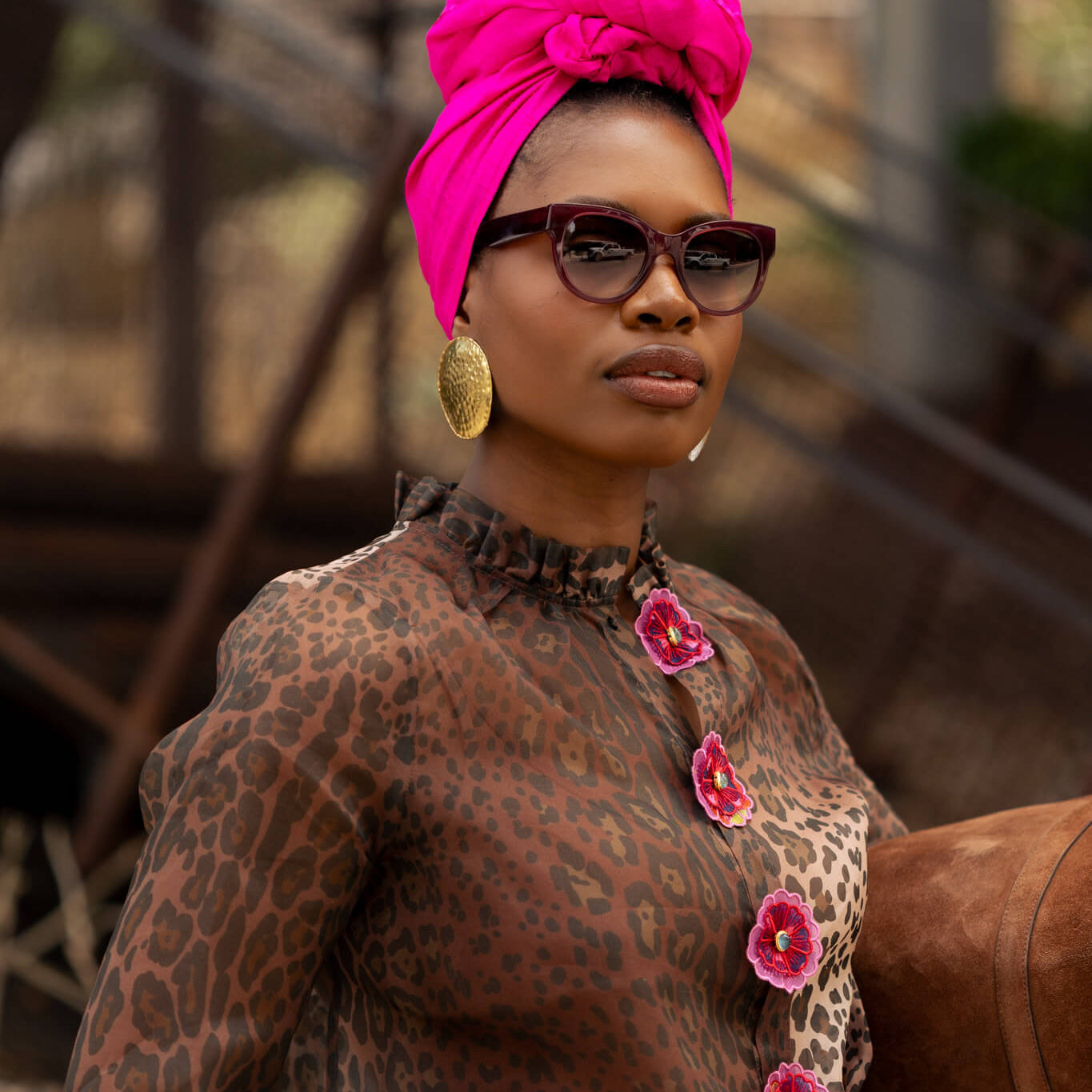 Fuxia Silk Headwrap
