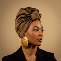 Ganache Rich Chocolate Brown Silk Evening Headwrap