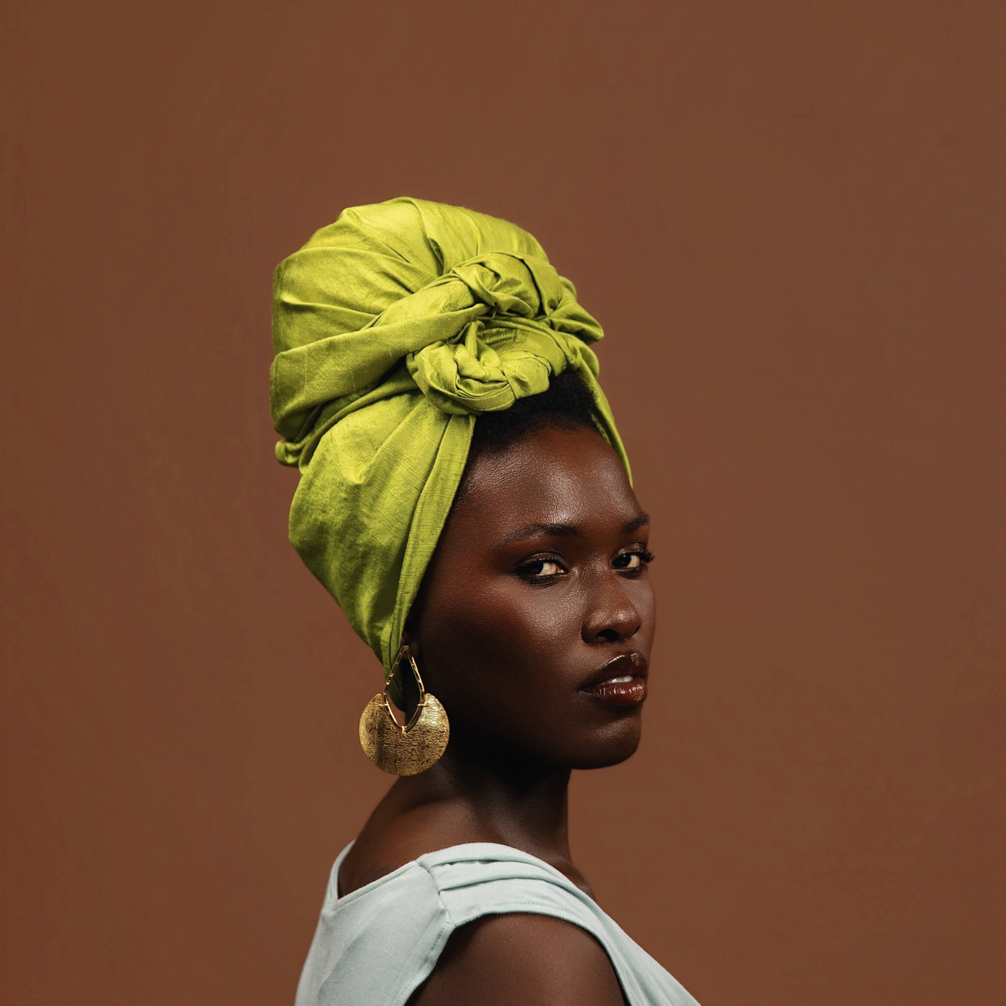 Gardenia Lime Green Silk Evening Headwrap