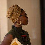 Ginger Oolong Mustard Yellow Paisley Print Rayon Headwrap