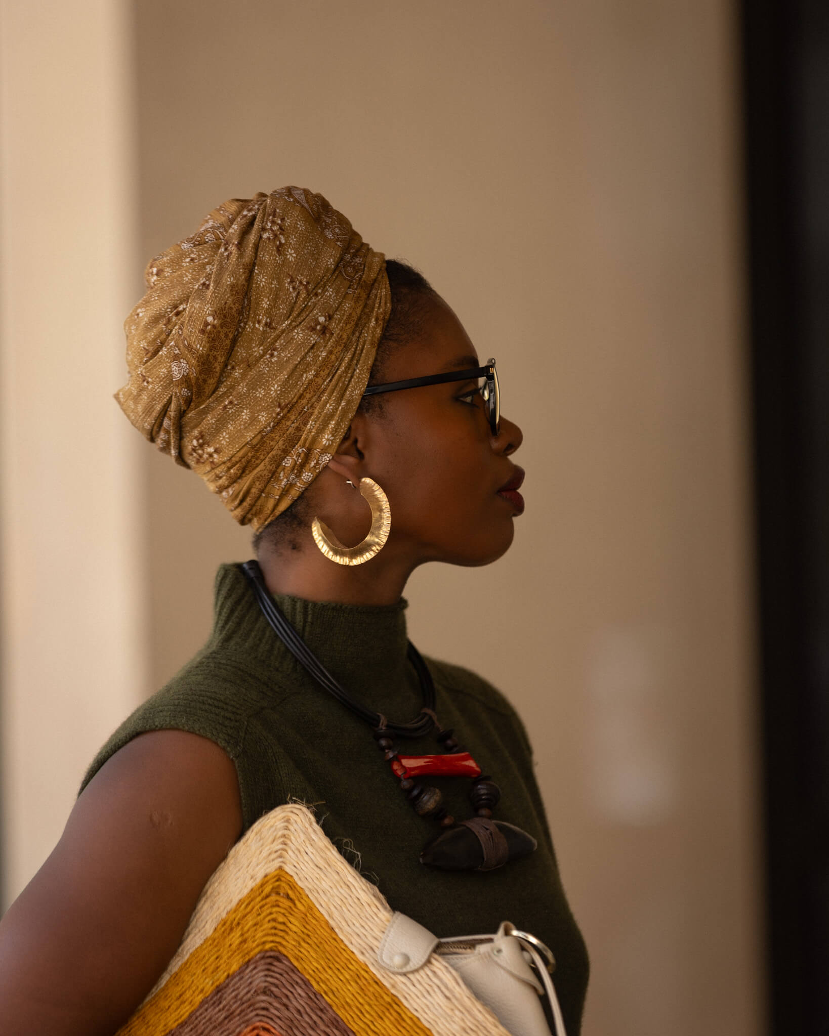 Ginger Oolong Mustard Yellow Paisley Print Rayon Headwrap