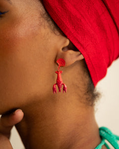 We Dream In Colour Red & Orange Ombre Lobster Stud Earrings